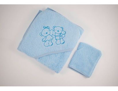 Capa de baño bebe azul con animalitos