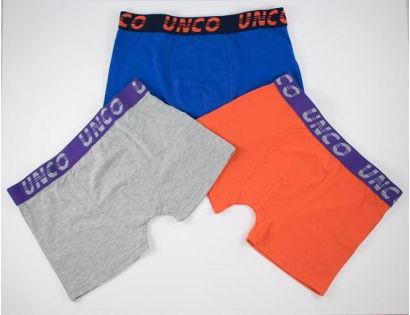 Boxers colores gris, marino y naranja.
