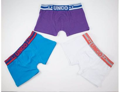 Boxers colores azul, lila y blanco.