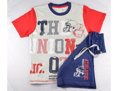 Pijama niño manga corta con letras y cascos