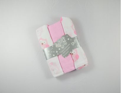 Pack de muselina rosa con buhos