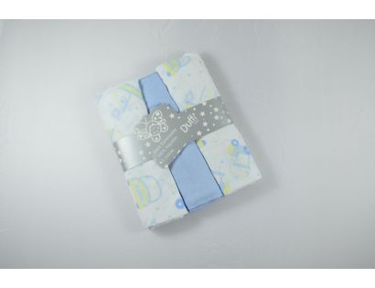 Pack de 3 muselinas azul con cochecitos y veleros