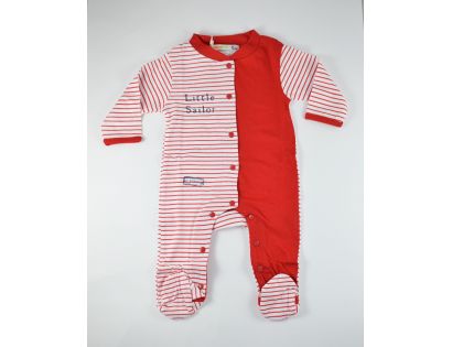 Pelele niño manga larga con rayas rojas y blancas