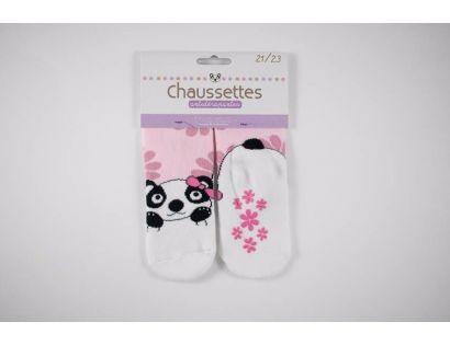 Calcetín antideslizante rosa con oso panda