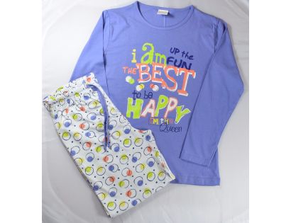 Pijama manga larga con letras y redondas